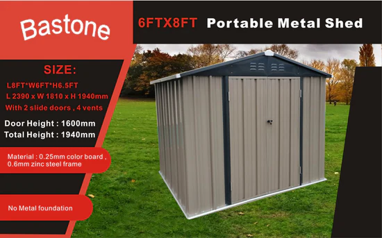 Cobertizo metálico portátil para jardín 6’x8′ – Solución robusta y segura para sus espacios al aire libre - Imagen 3