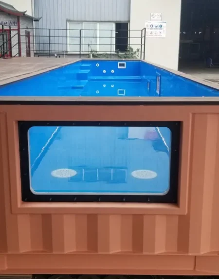 Contenedor de piscina SP02 de 11,8 m con revestimiento de fibra de vidrio